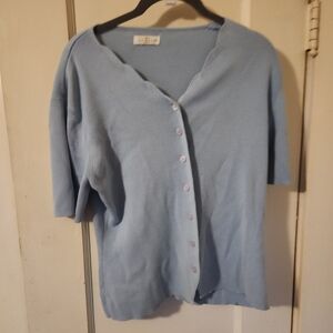 XL light blue short sleeved Yarn Works sweater